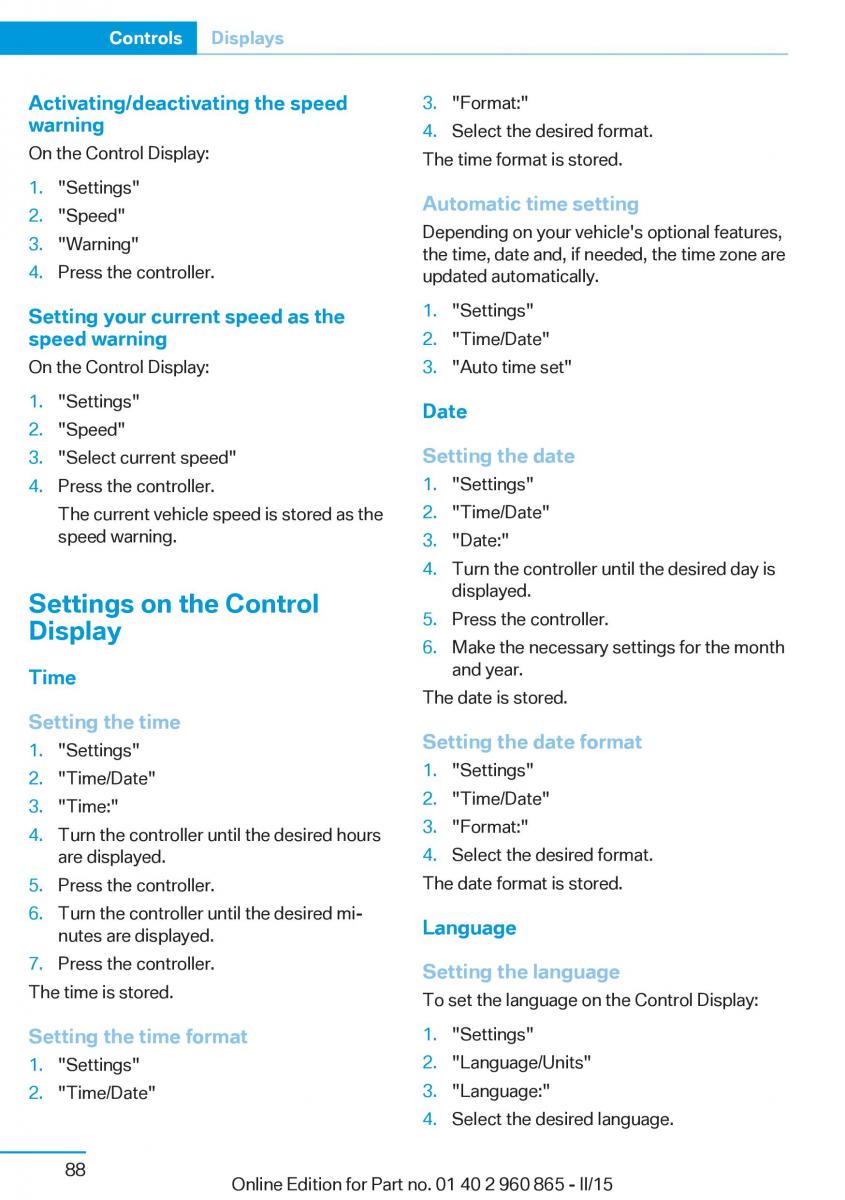 BMW i3 owners manual / page 104