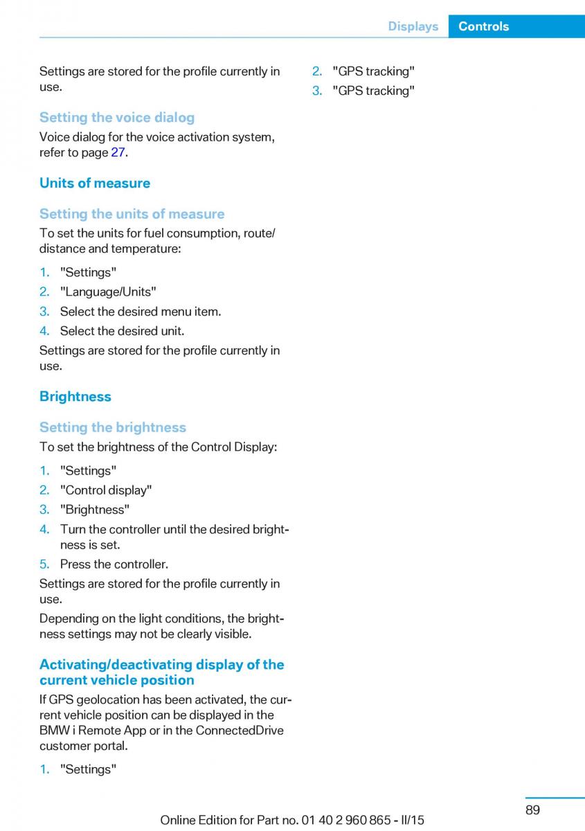 BMW i3 owners manual / page 105