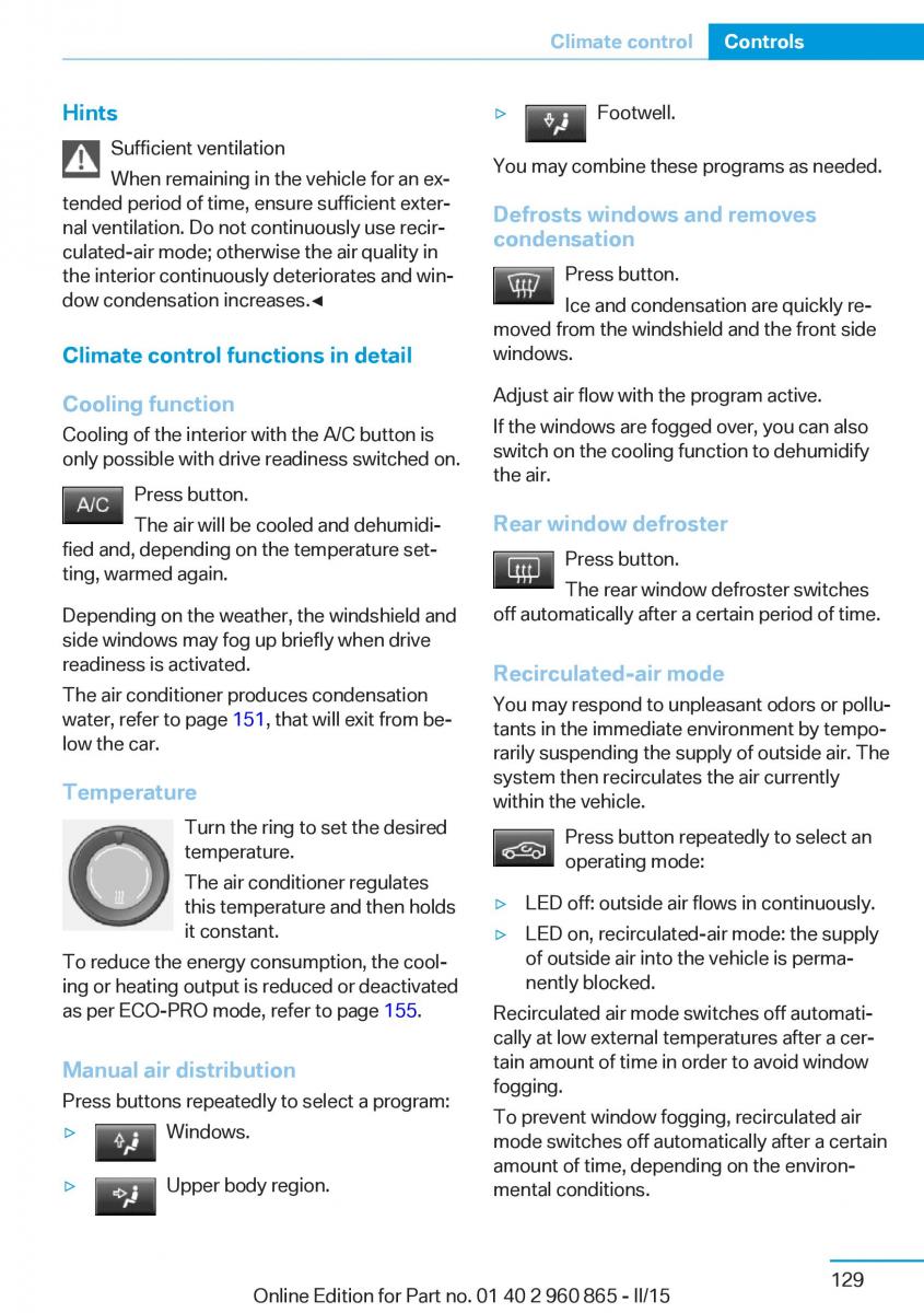 BMW i3 owners manual / page 145