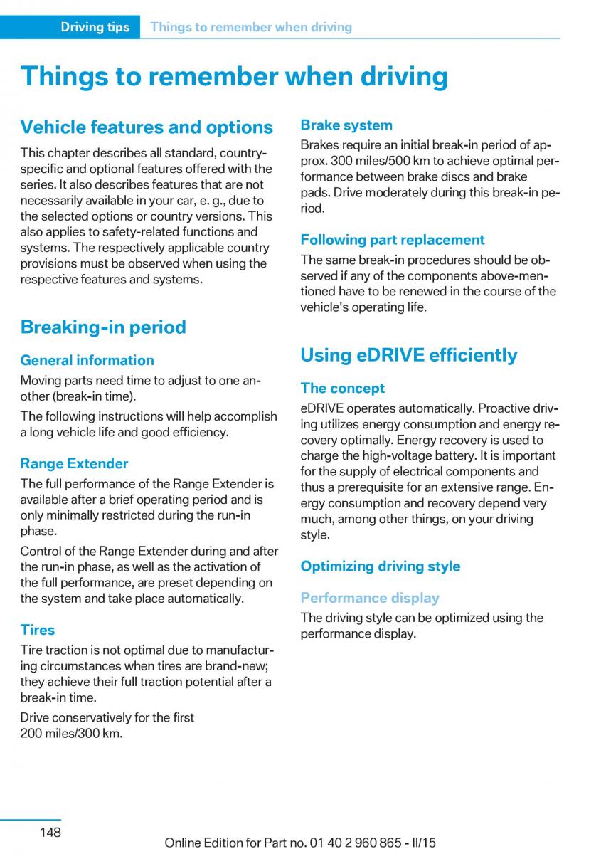 BMW i3 owners manual / page 164