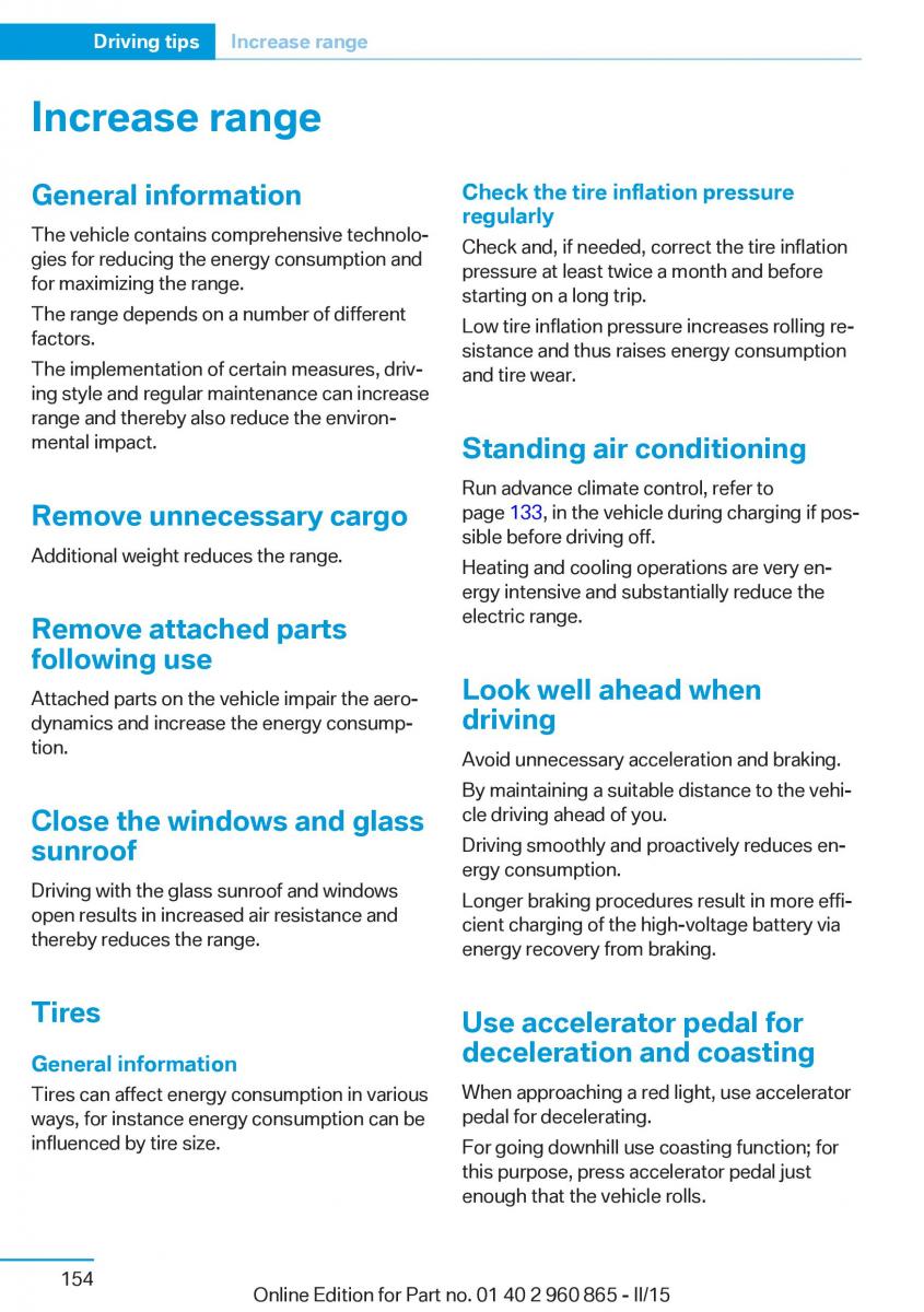 BMW i3 owners manual / page 170