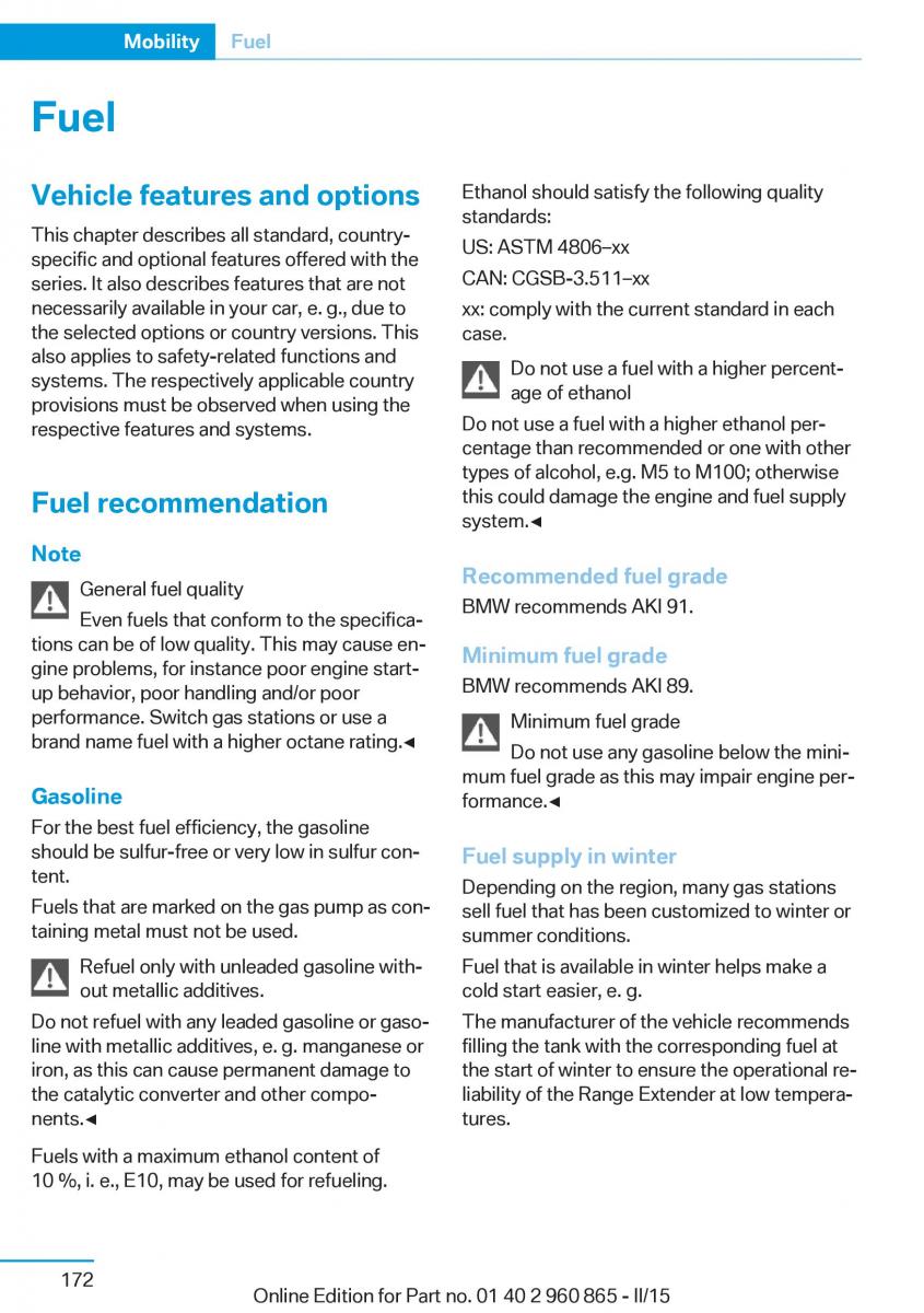 BMW i3 owners manual / page 188