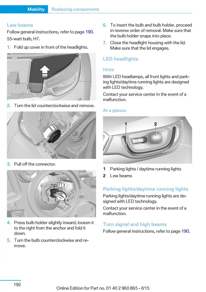 BMW i3 owners manual / page 208