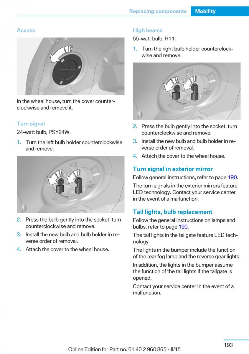 BMW i3 owners manual / page 209