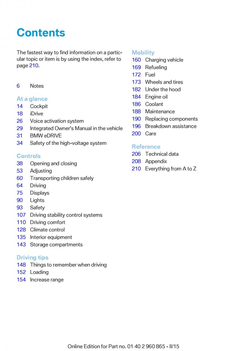 BMW i3 owners manual / page 21