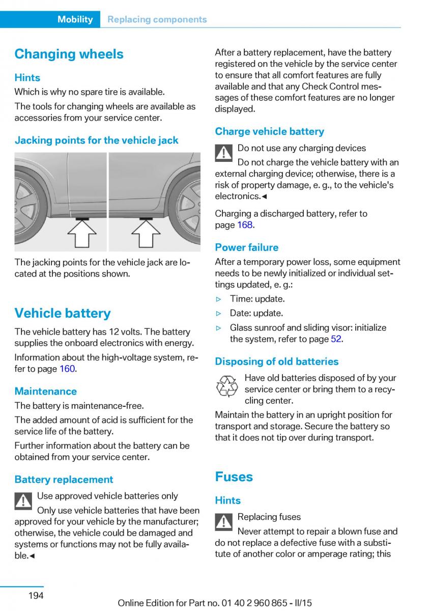 BMW i3 owners manual / page 210