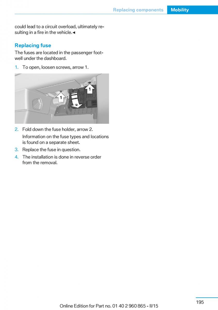 BMW i3 owners manual / page 211