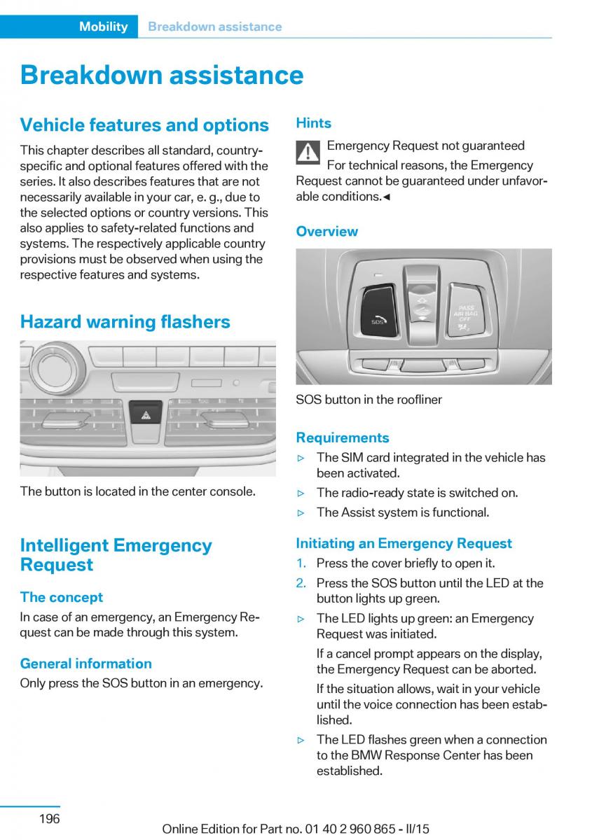 BMW i3 owners manual / page 212