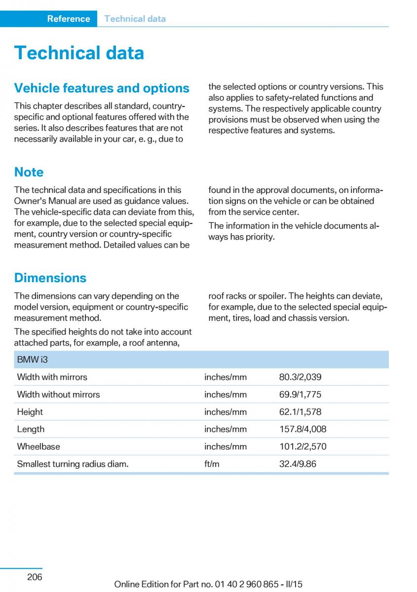 BMW i3 owners manual / page 222