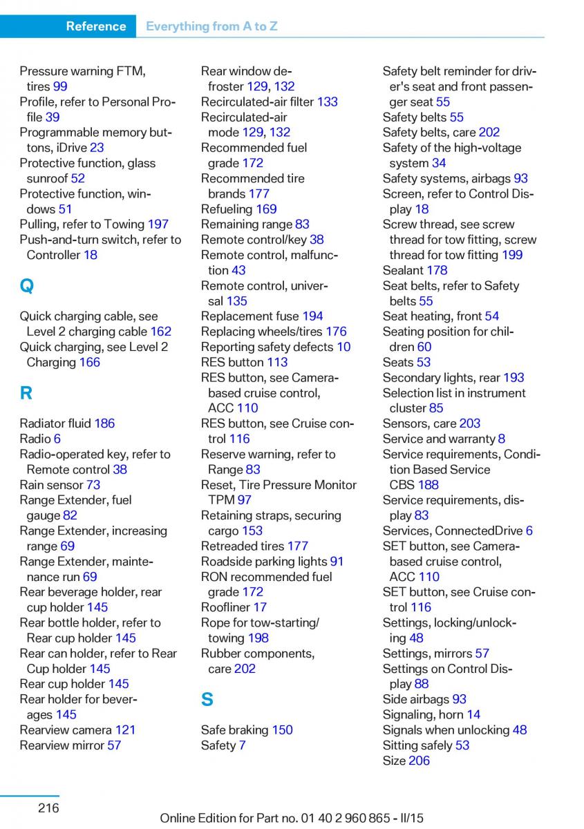 BMW i3 owners manual / page 232