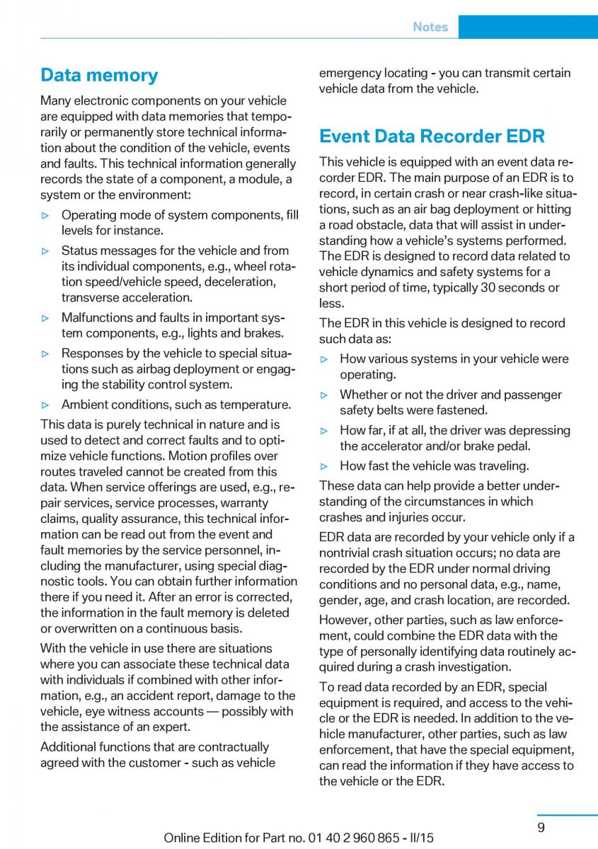 BMW i3 owners manual / page 25