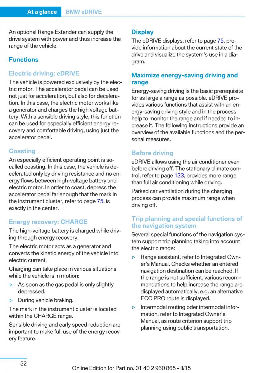 BMW i3 owners manual / page 48