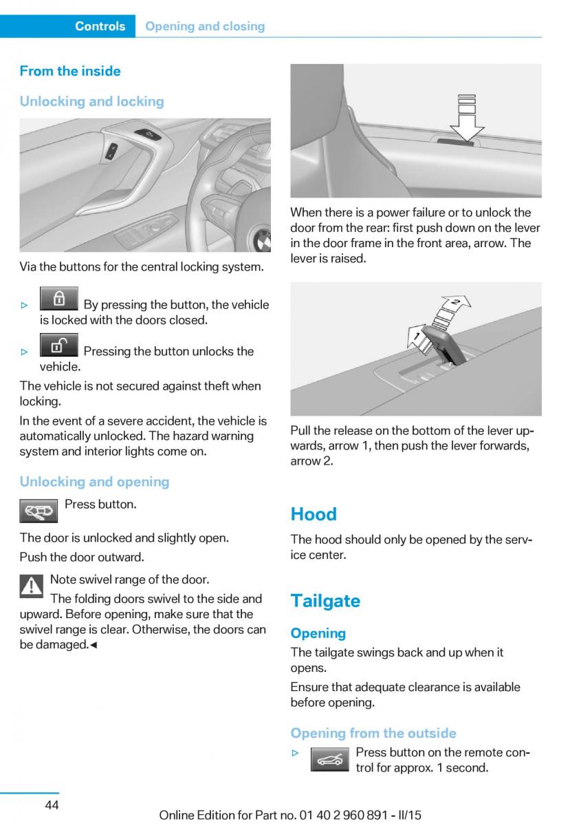 BMW i8 owners manual / page 60