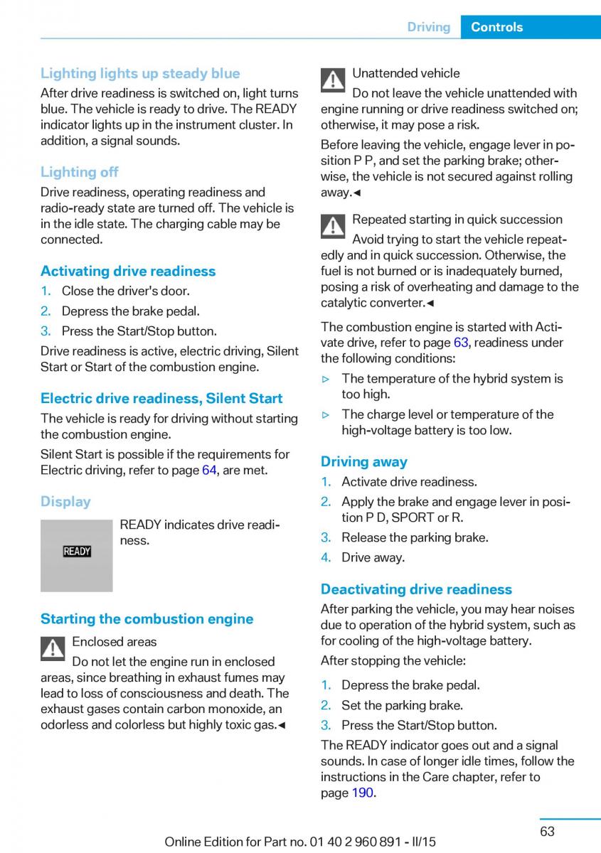 BMW i8 owners manual / page 79