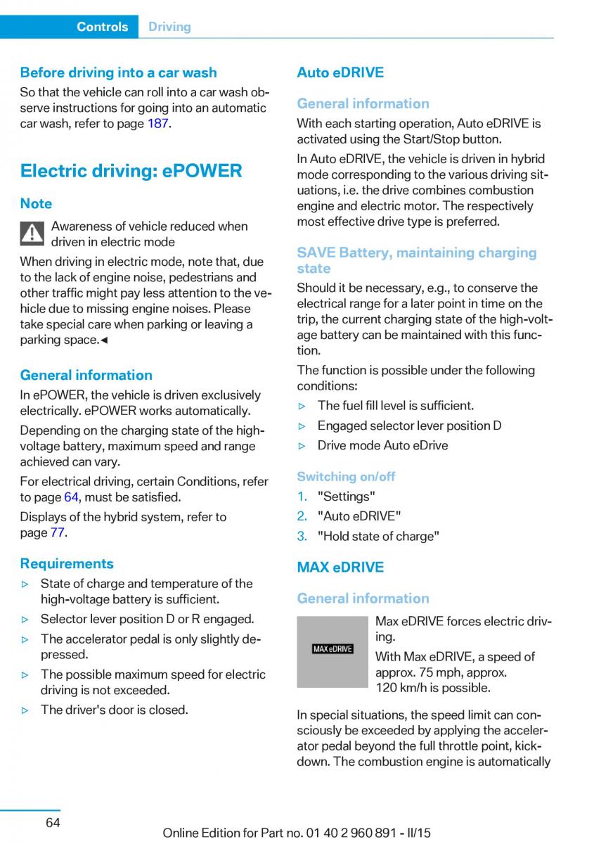 BMW i8 owners manual / page 80