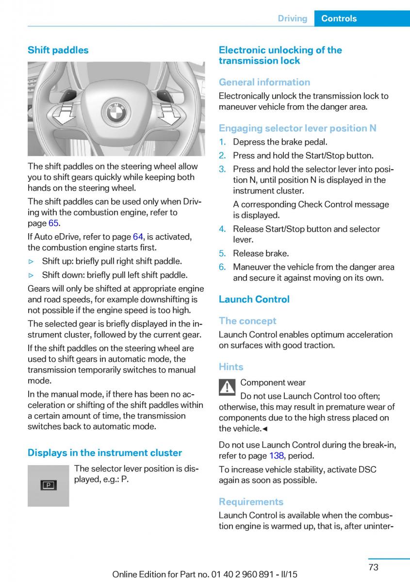 BMW i8 owners manual / page 89