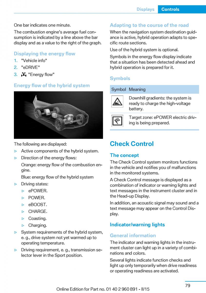 BMW i8 owners manual / page 95