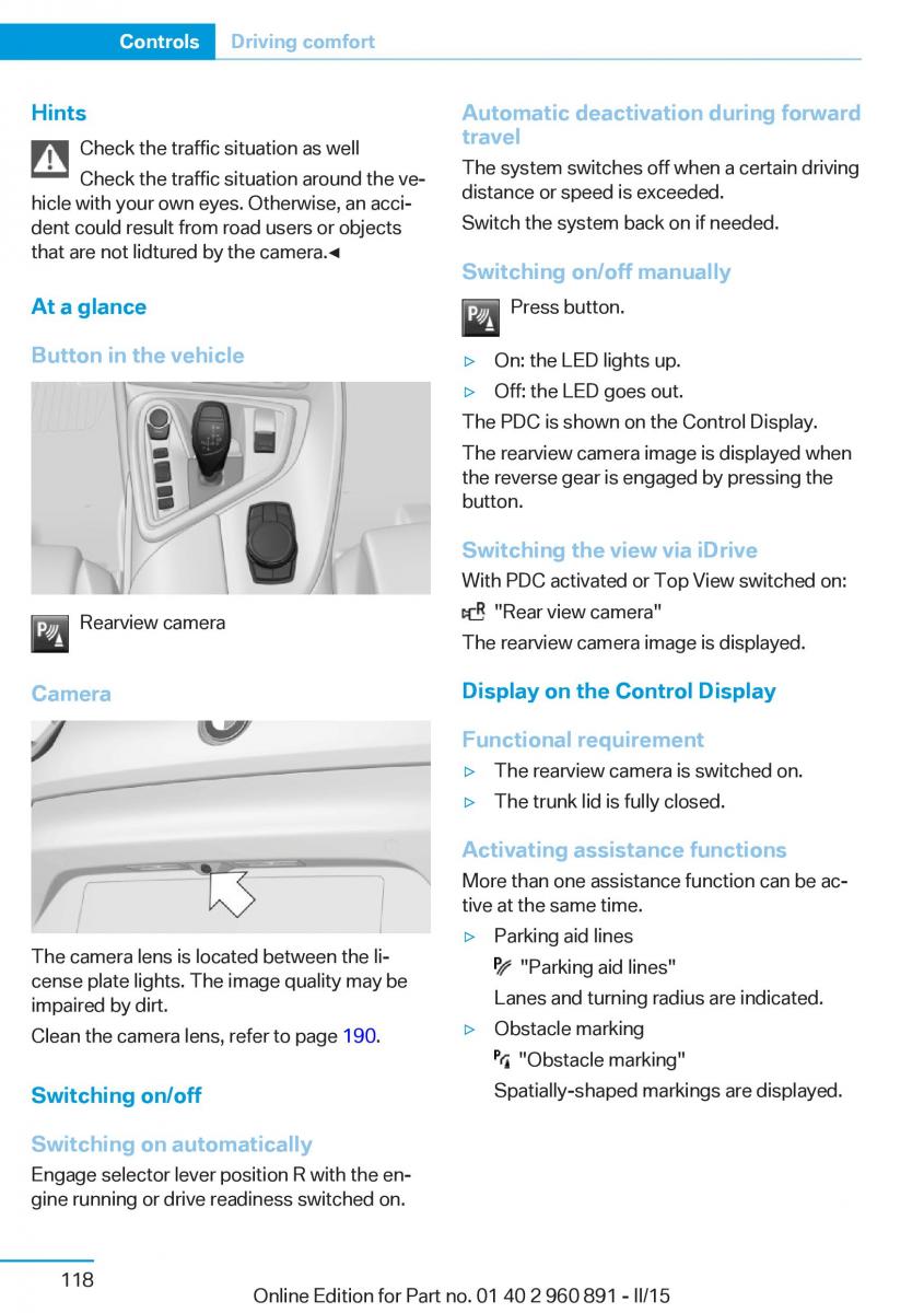 BMW i8 owners manual / page 134