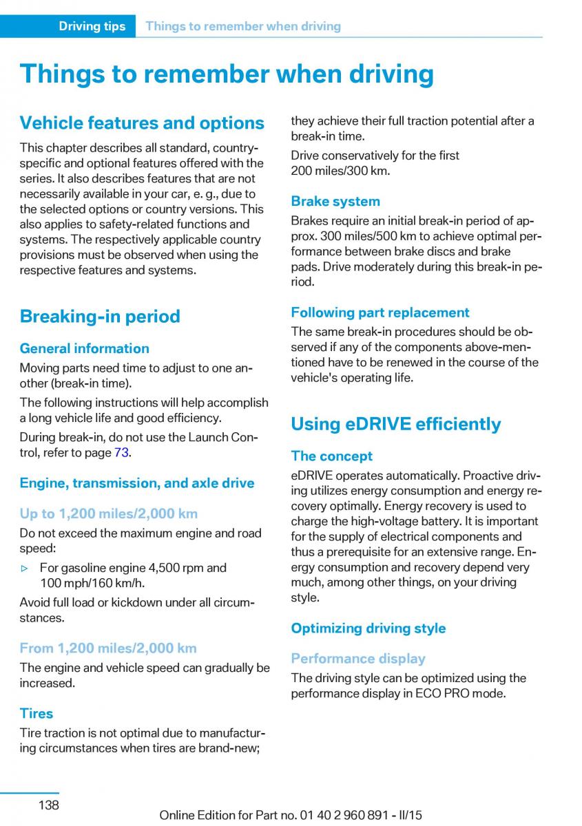 BMW i8 owners manual / page 154