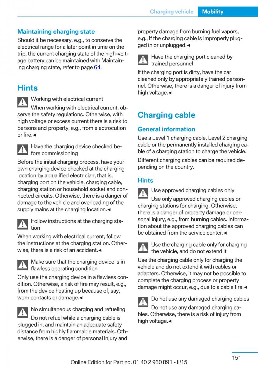 BMW i8 owners manual / page 167