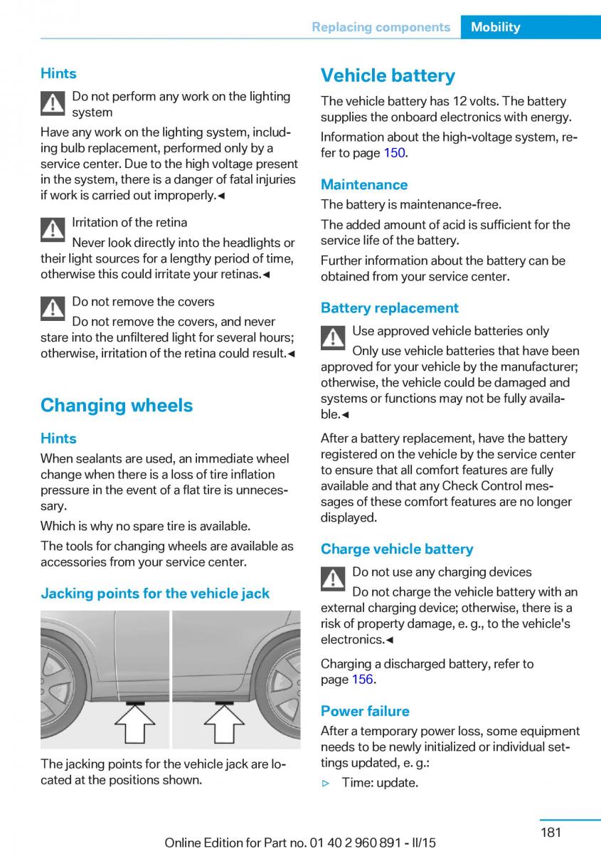 BMW i8 owners manual / page 197