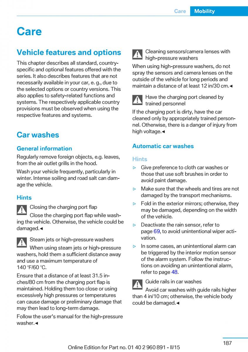 BMW i8 owners manual / page 203