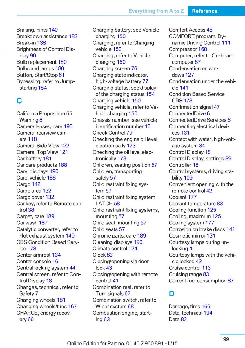 BMW i8 owners manual / page 215