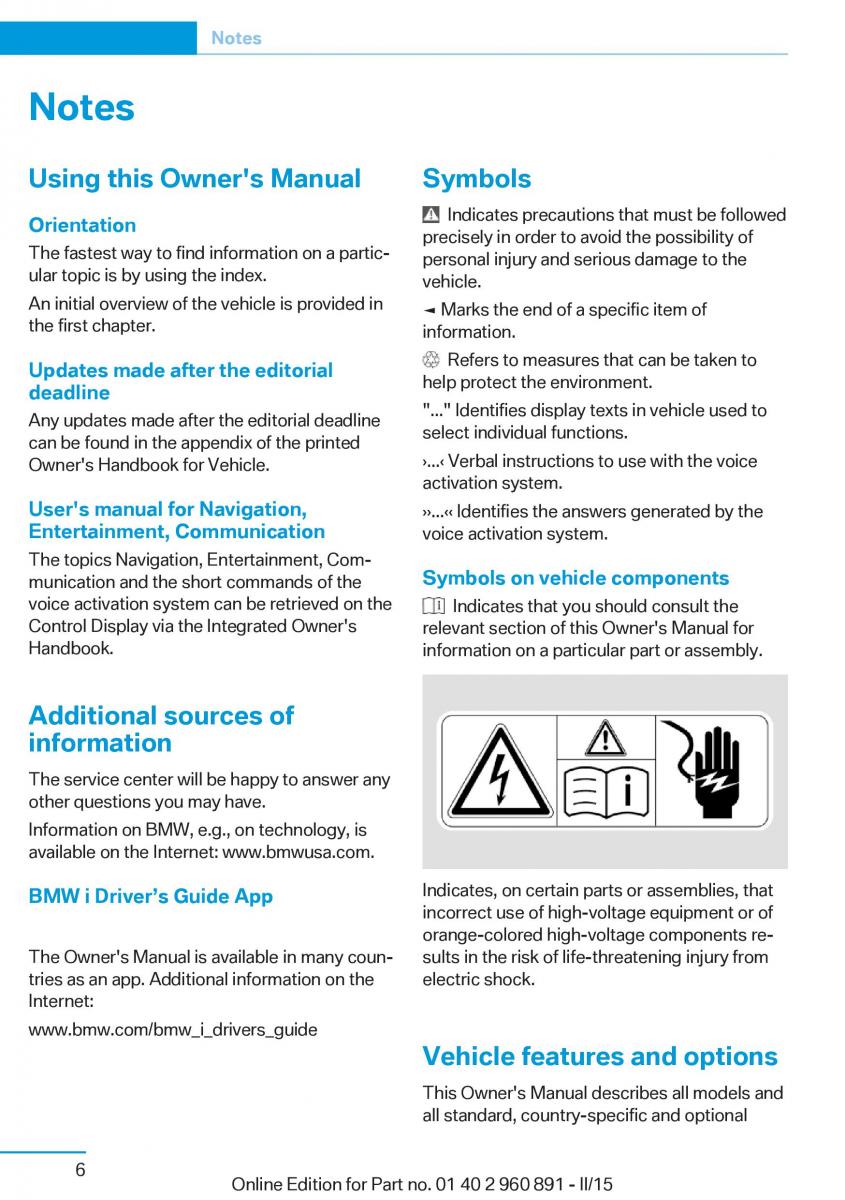 BMW i8 owners manual / page 22