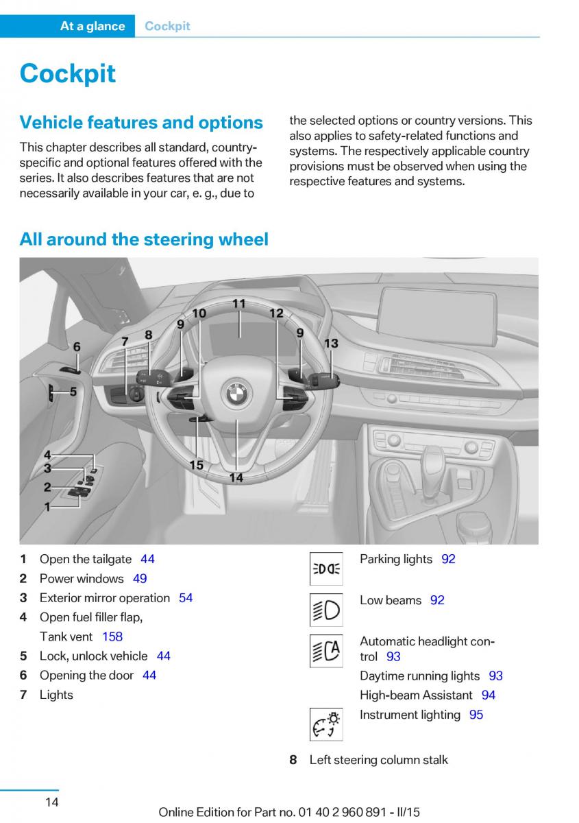 BMW i8 owners manual / page 30