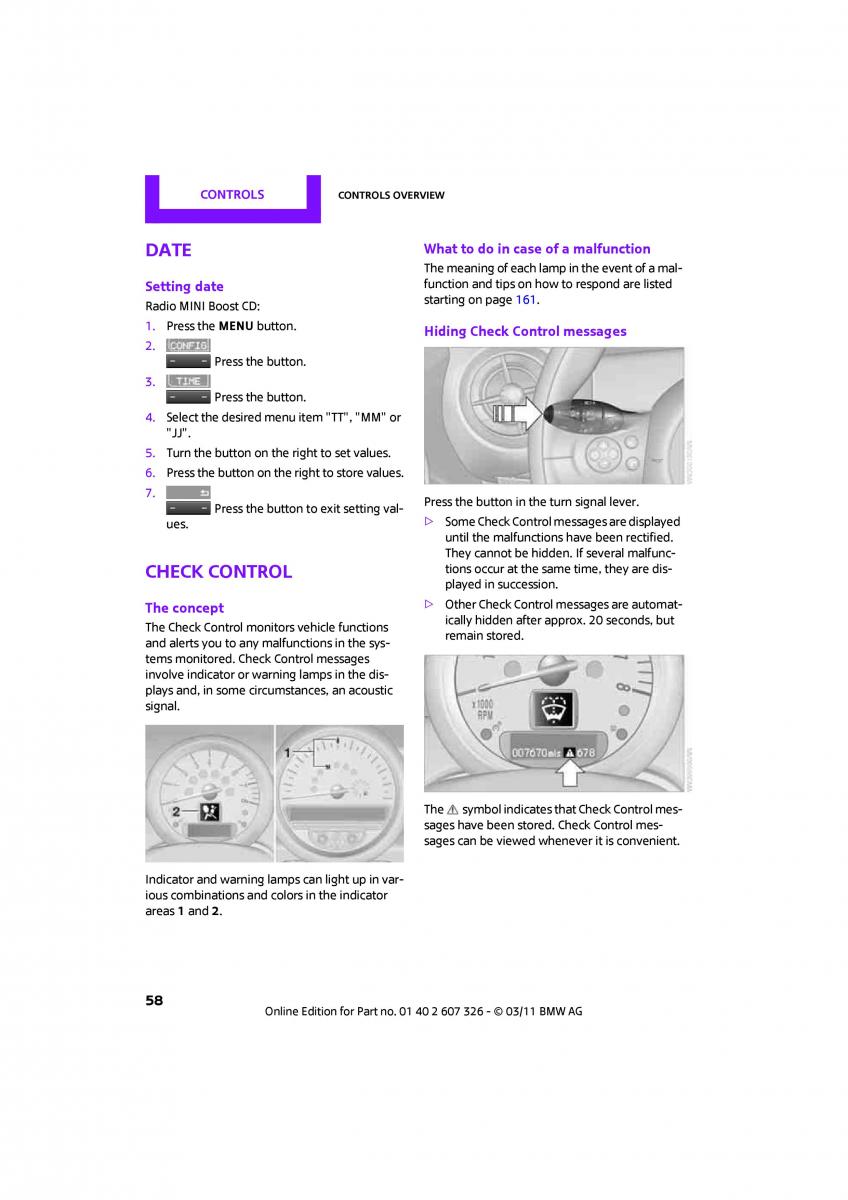 Mini Clubman owners manual / page 60