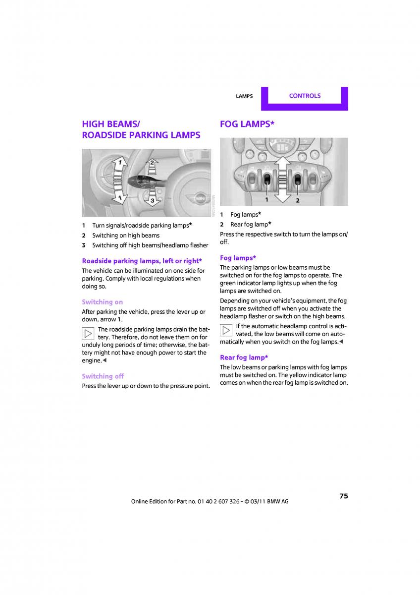 Mini Clubman owners manual / page 77