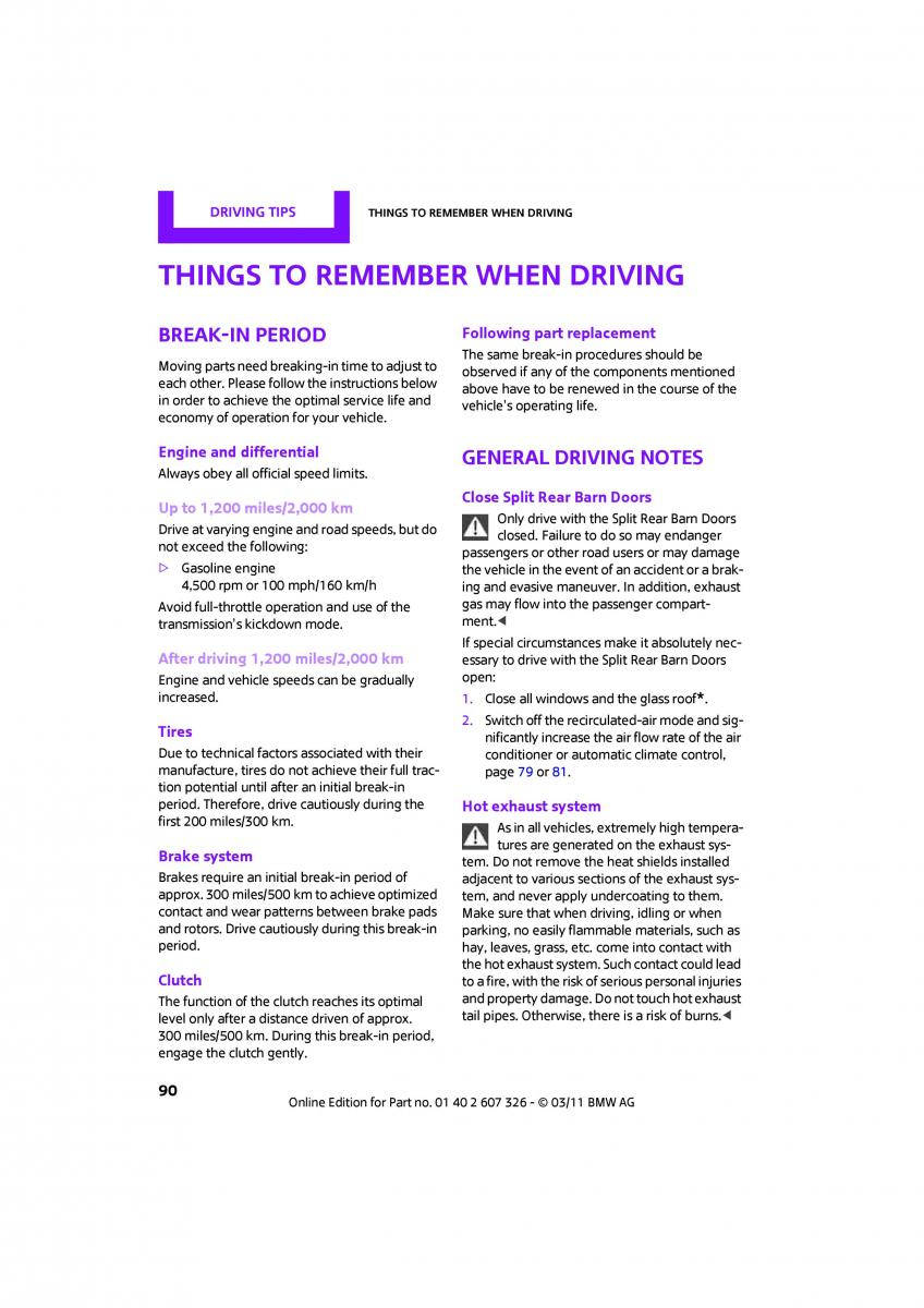 Mini Clubman owners manual / page 92