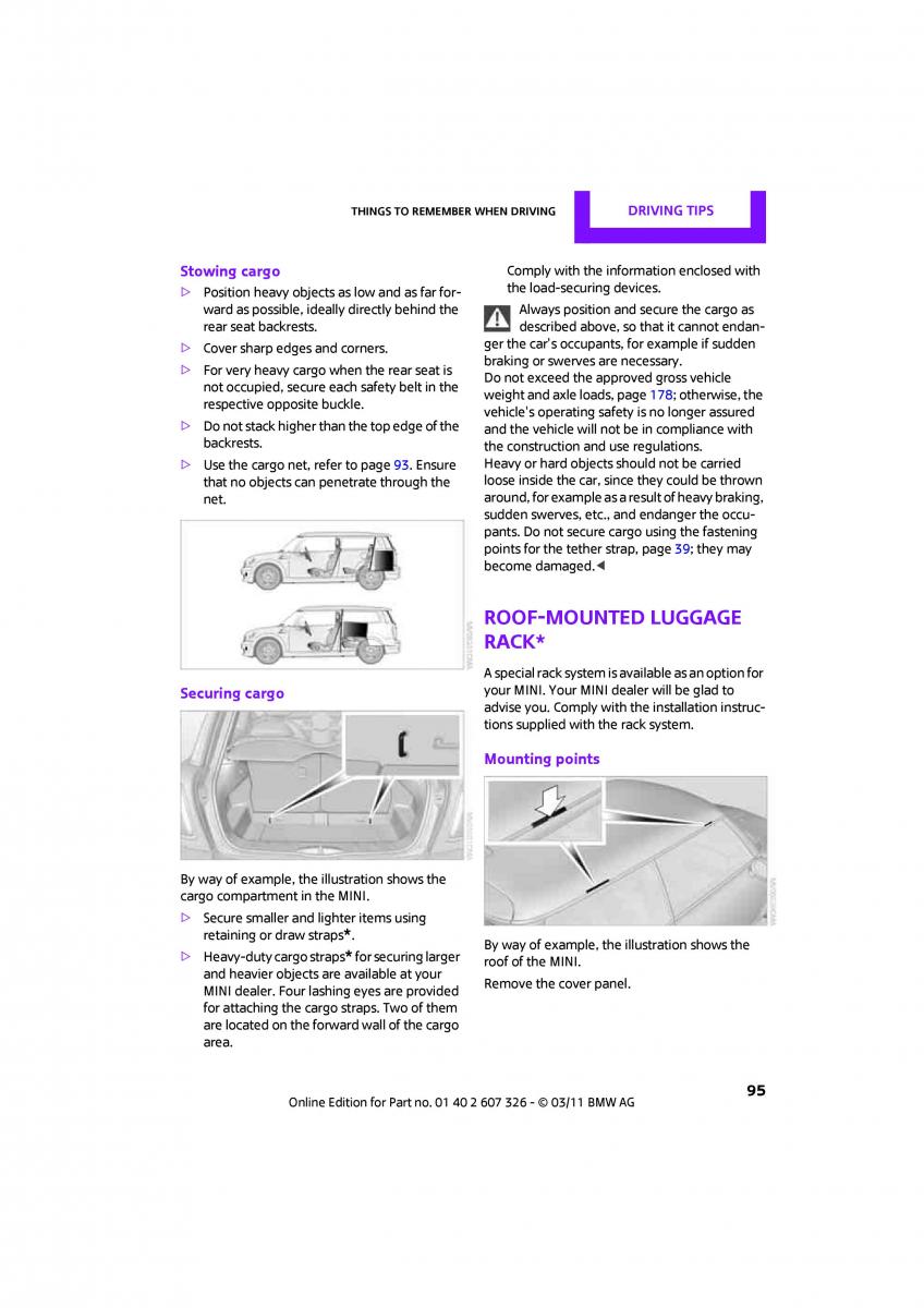 Mini Clubman owners manual / page 97