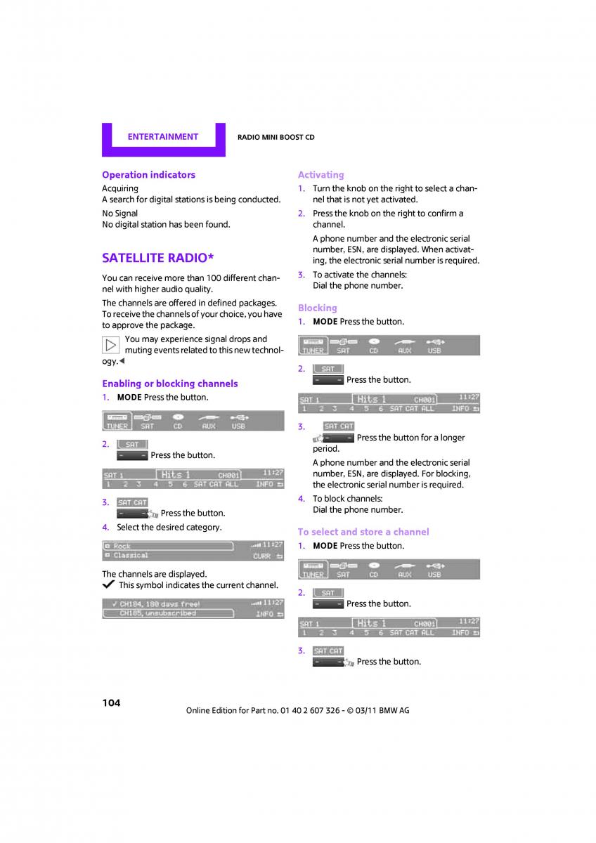 Mini Clubman owners manual / page 106