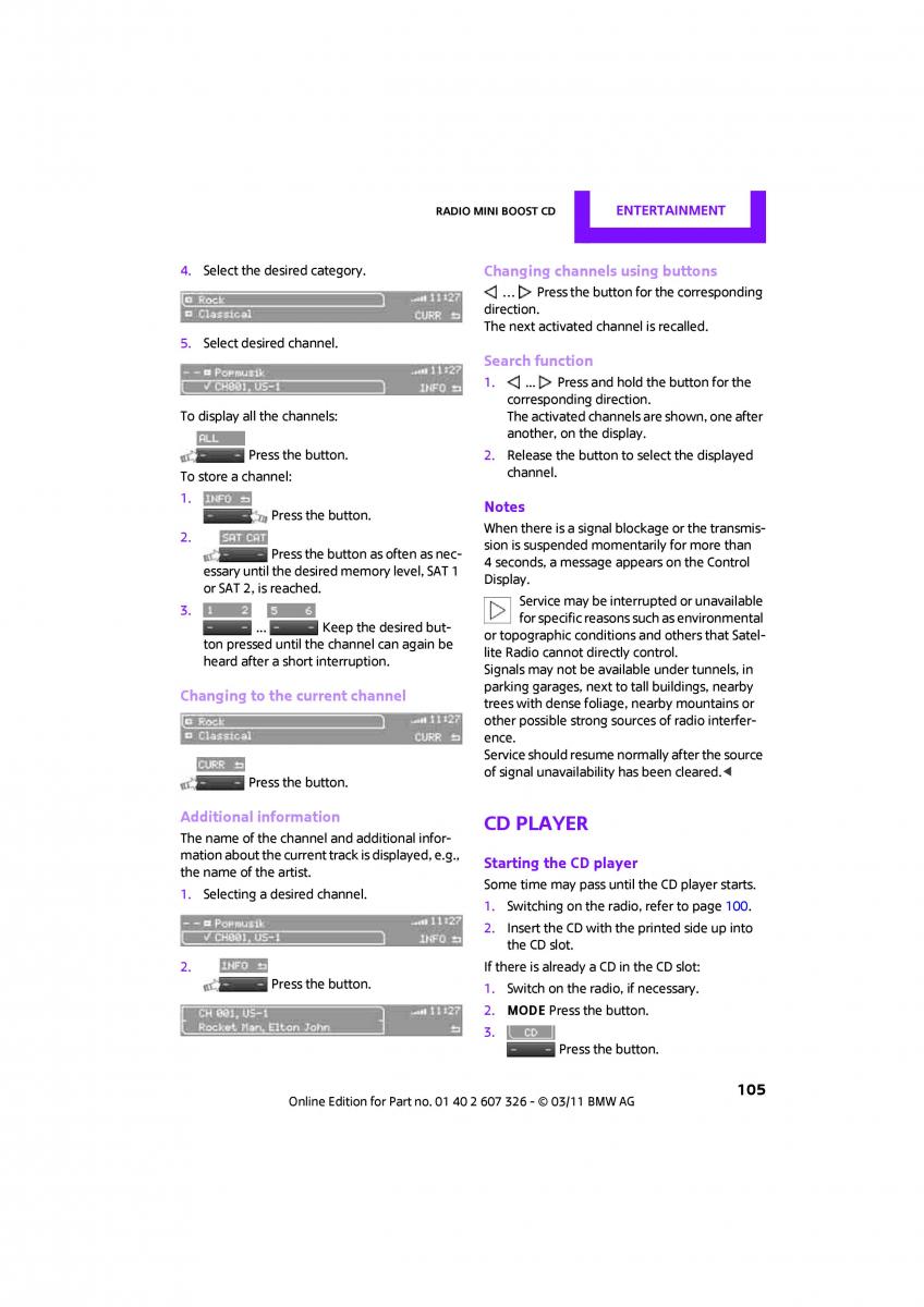 Mini Clubman owners manual / page 107