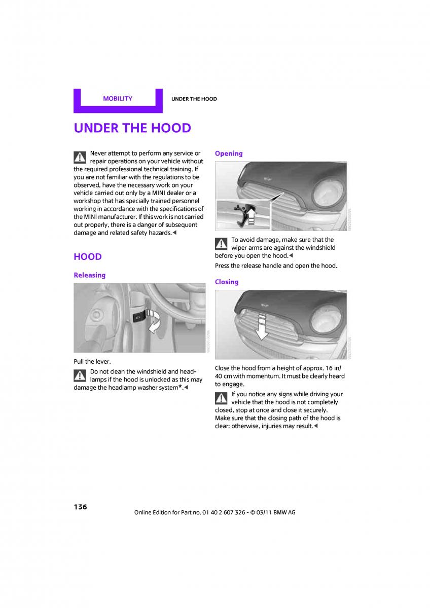 Mini Clubman owners manual / page 138