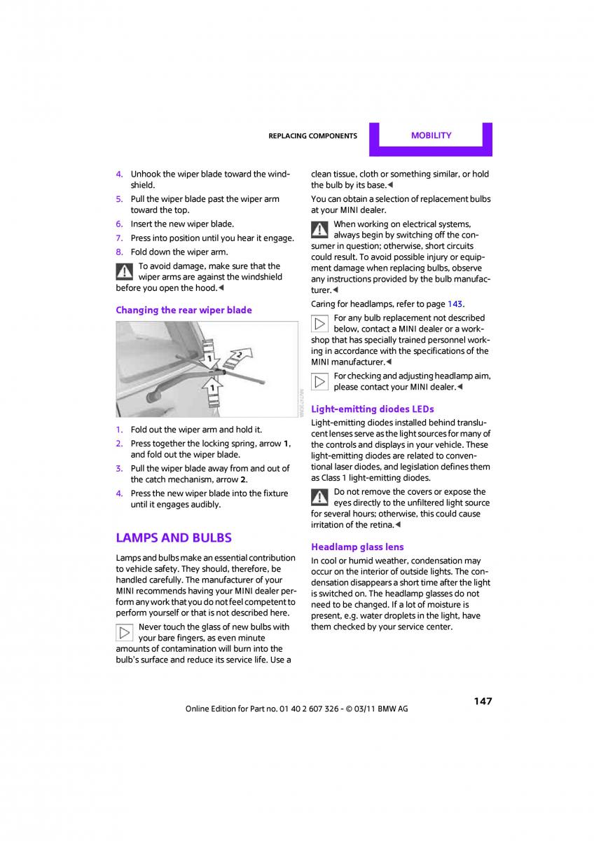 Mini Clubman owners manual / page 149