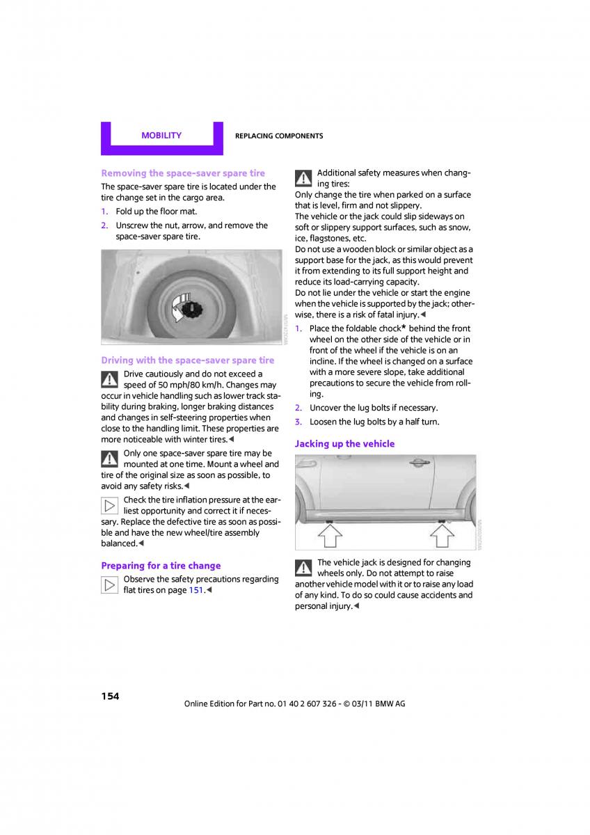 Mini Clubman owners manual / page 156