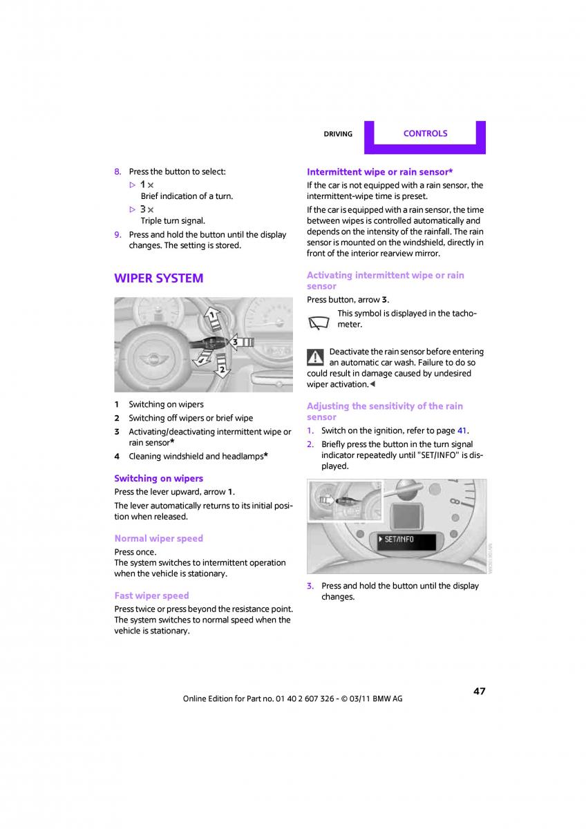 Mini Clubman owners manual / page 49