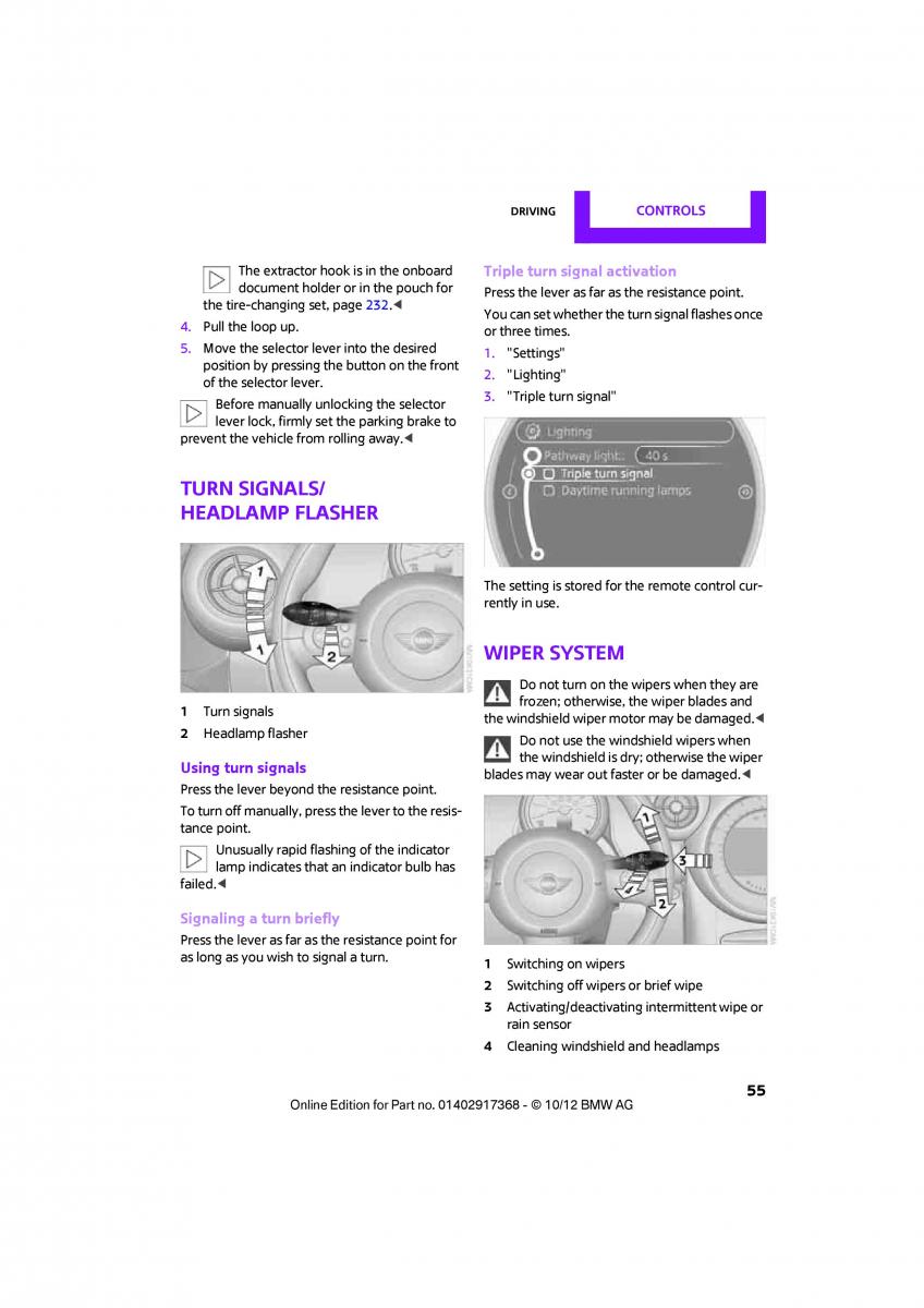 Mini Countryman owners manual / page 56