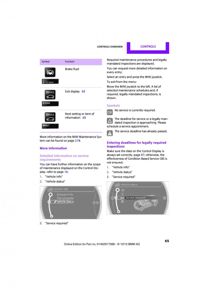 Mini Countryman owners manual / page 66