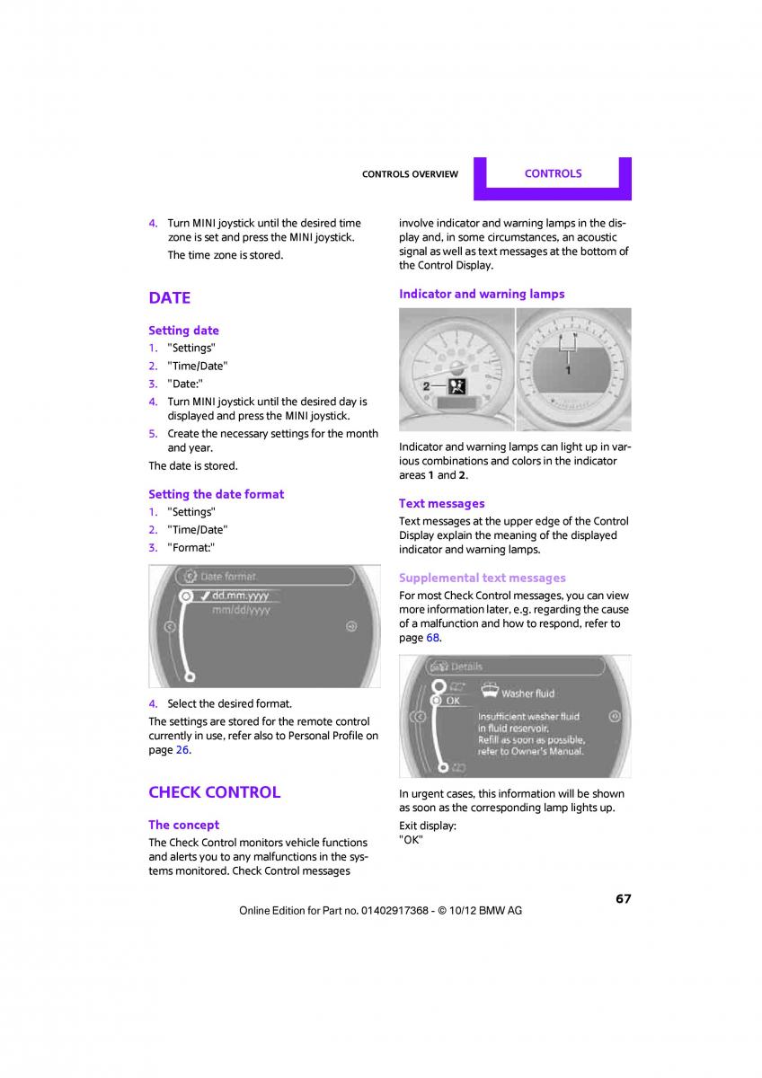 Mini Countryman owners manual / page 68