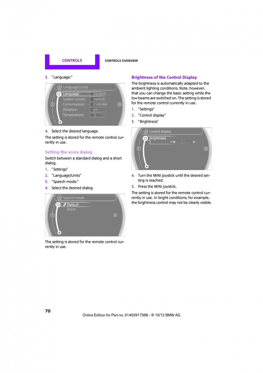 Mini Countryman owners manual / page 71