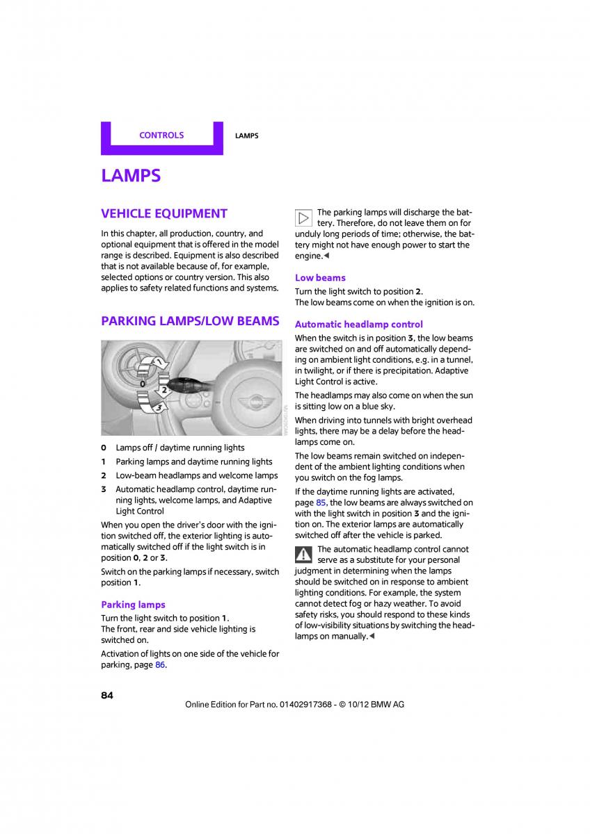 Mini Countryman owners manual / page 85