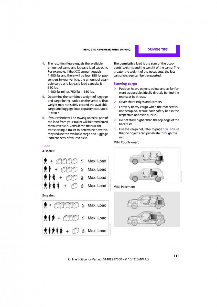 Mini Countryman owners manual / page 112