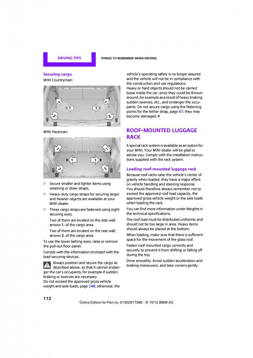 Mini Countryman owners manual / page 113