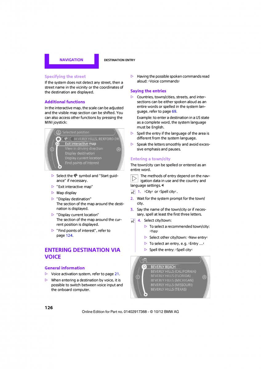 Mini Countryman owners manual / page 127