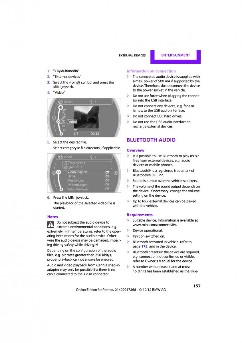 Mini Countryman owners manual / page 158