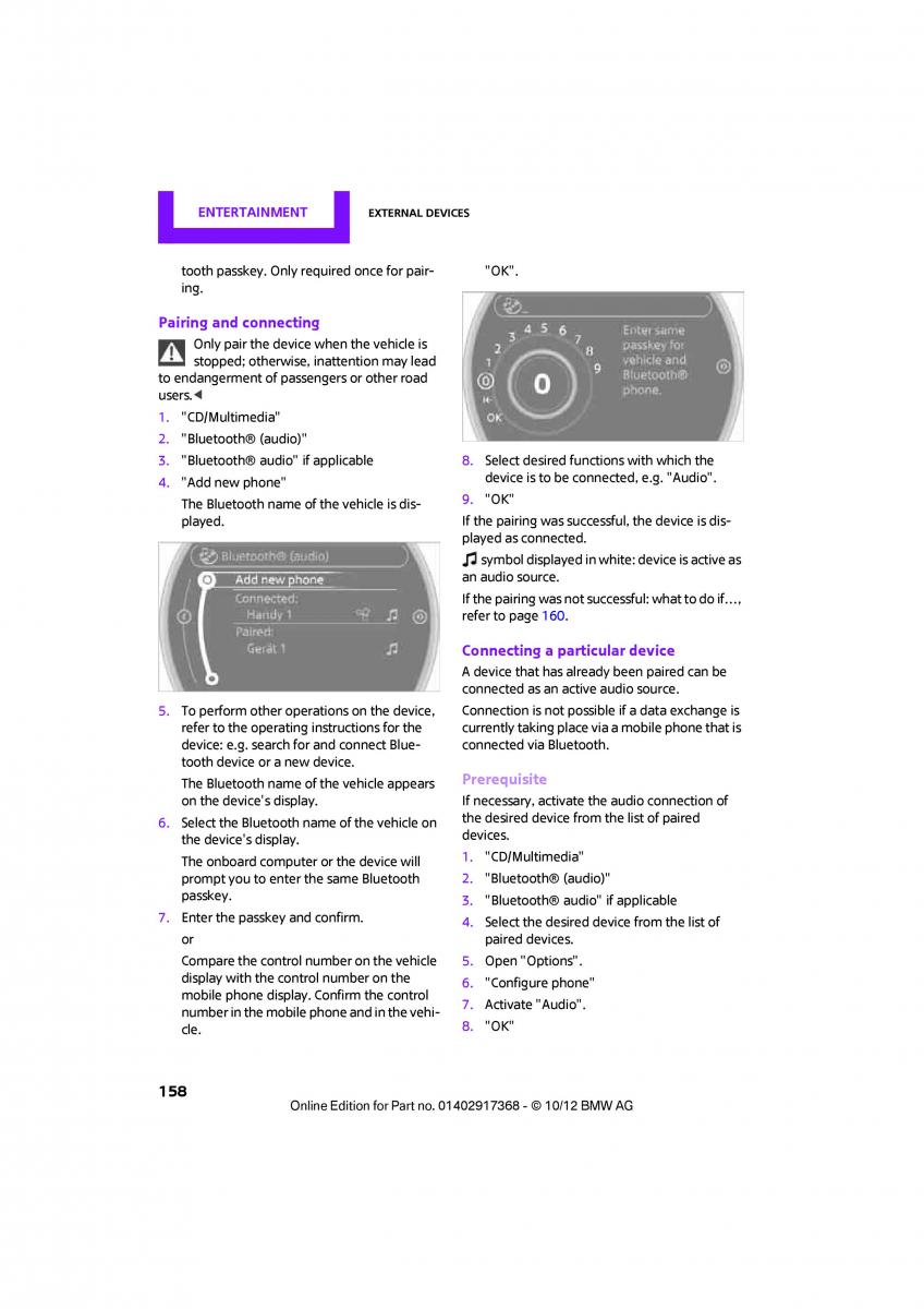 Mini Countryman owners manual / page 159