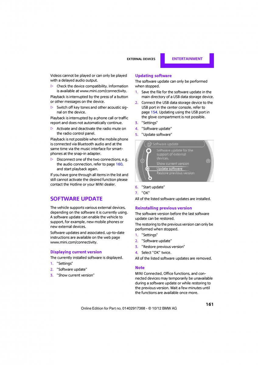 Mini Countryman owners manual / page 162